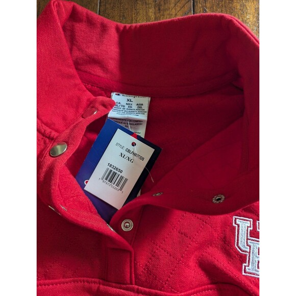 Women's UH quarter snap quilted sweatshirt University of Houston cougars XL - Picture 3 of 7
